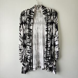 Alberto Makali Cardigan Women's L Black White Black Abstract Beaded Whimsigoth